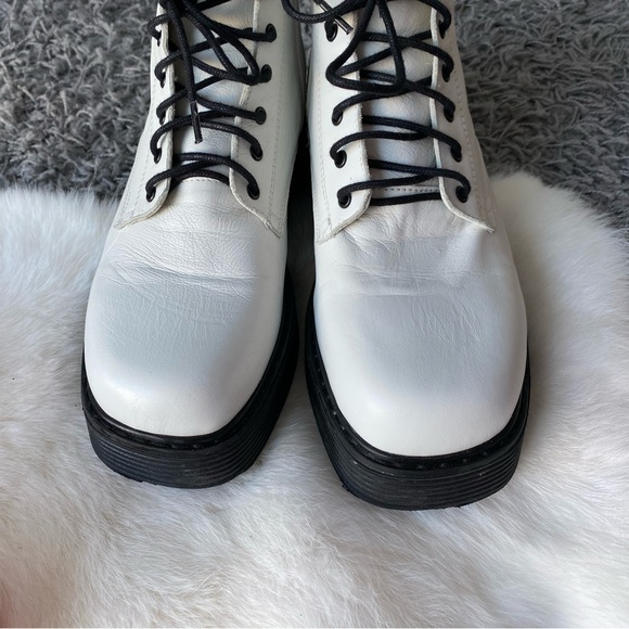 L’INTERVALLE White Leather Combat Boots - Picture 2 of 8